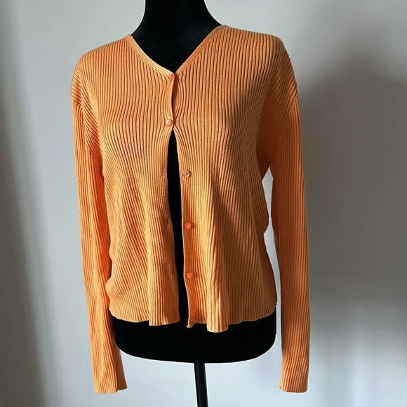 k.b collections long sleeve button down Orange Cardigan - Picture 3 of 8